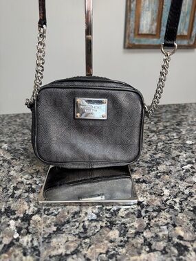 Michael Kors Black coated canvas Chain Strap Crossbody Bag